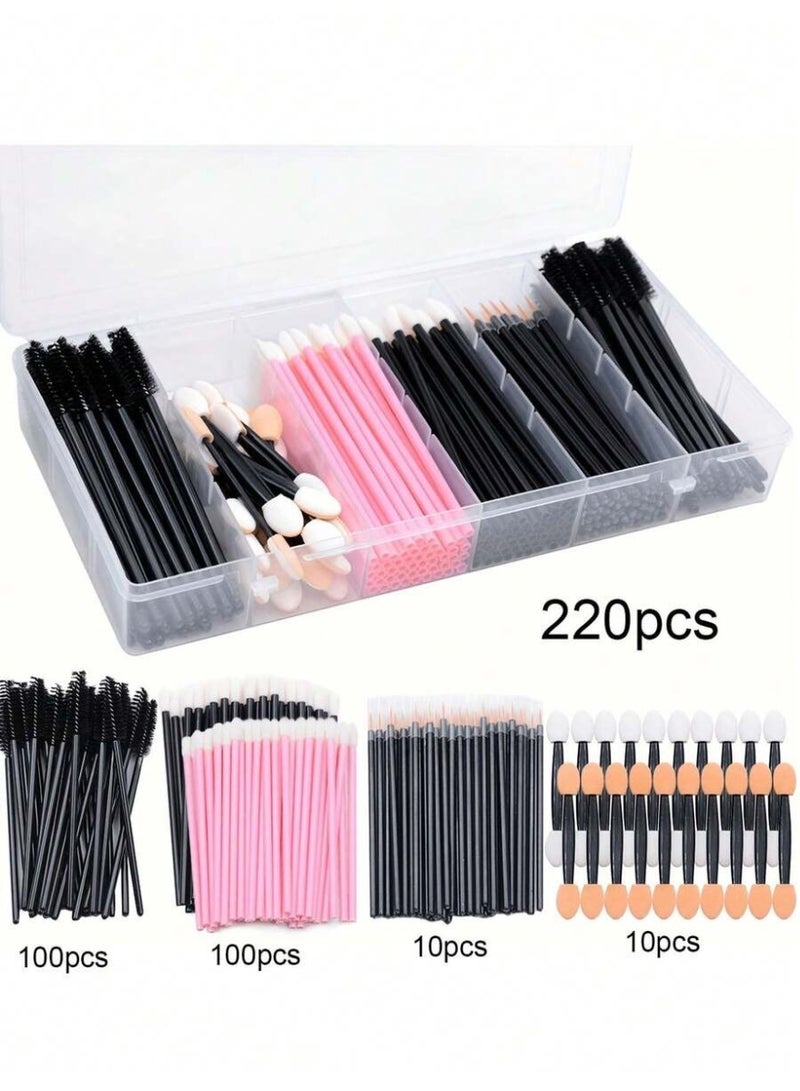 220-Piece Disposable Makeup Applicator Set – Mascara Wands, Lip Brushes & Eyeshadow Applicators – Hygienic Beauty Tools Kit with Storage Box - Image 4